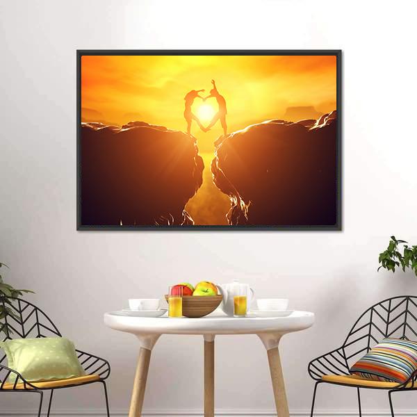 Love Couple In Rocky Mountains Panoramic Canvas Wall Art-1 Piece-36" x 12"-Tiaracle