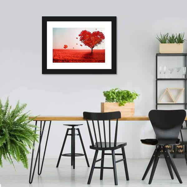 Love Tree In Autumn Canvas Wall Art-5 Horizontal-Gallery Wrap-22" x 12"-Tiaracle