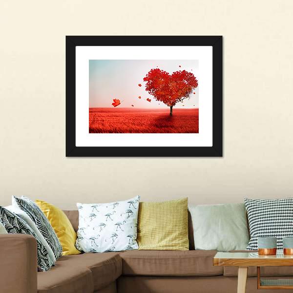 Love Tree In Autumn Canvas Wall Art-5 Horizontal-Gallery Wrap-22" x 12"-Tiaracle