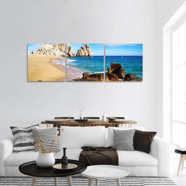 Lovers Beach Mexico Panoramic Canvas Wall Art-3 Piece-25" x 08"-Tiaracle