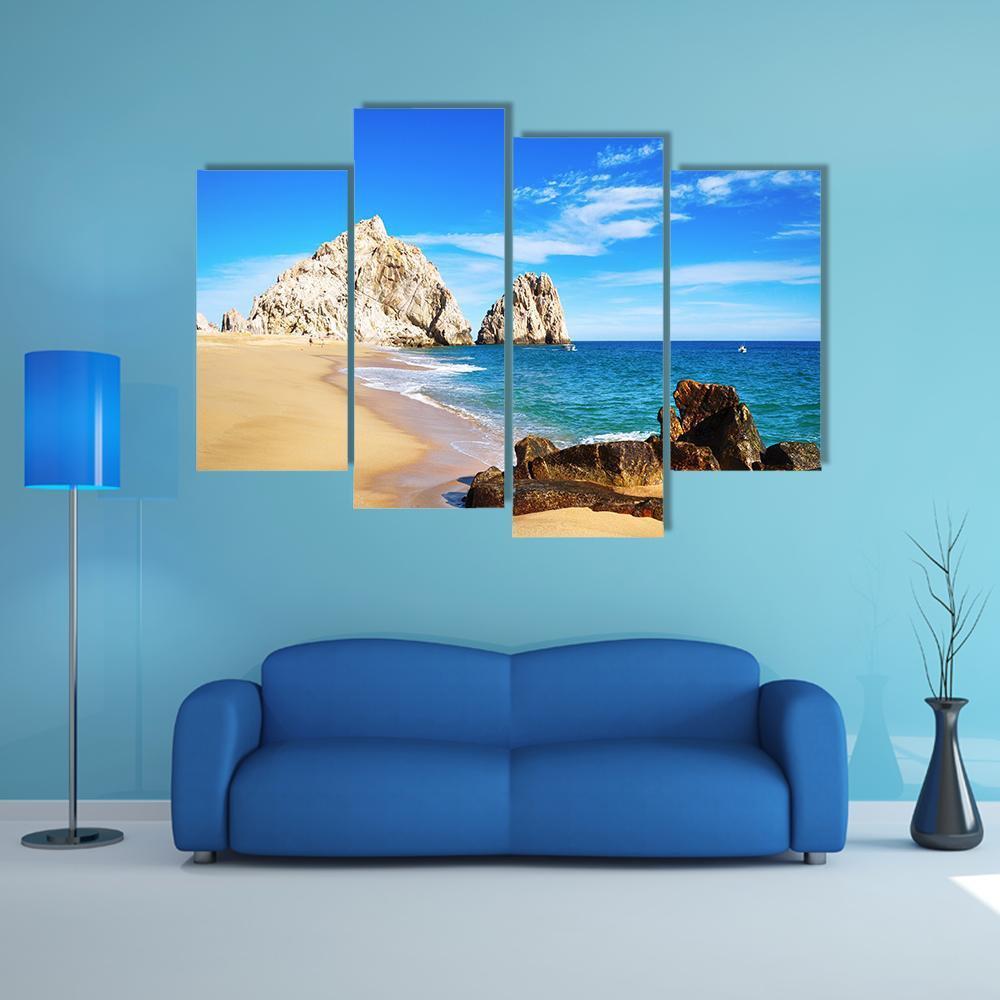Lovers Beach Mexico Canvas Wall Art-4 Pop-Gallery Wrap-50&quot; x 32&quot;-Tiaracle