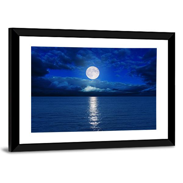 Low Moon Over River Vertical Canvas Wall Art-3 Vertical-Gallery Wrap-12" x 25"-Tiaracle