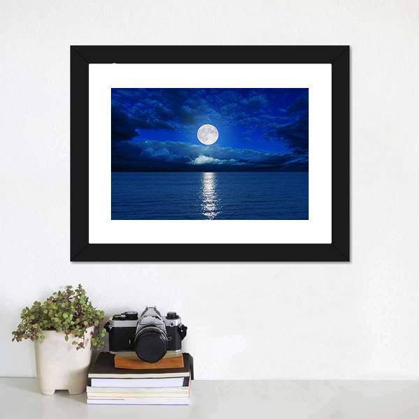 Low Moon Over River Vertical Canvas Wall Art-3 Vertical-Gallery Wrap-12" x 25"-Tiaracle