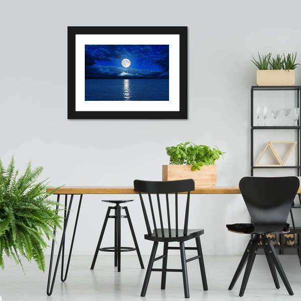 Low Moon Over River Vertical Canvas Wall Art-3 Vertical-Gallery Wrap-12" x 25"-Tiaracle