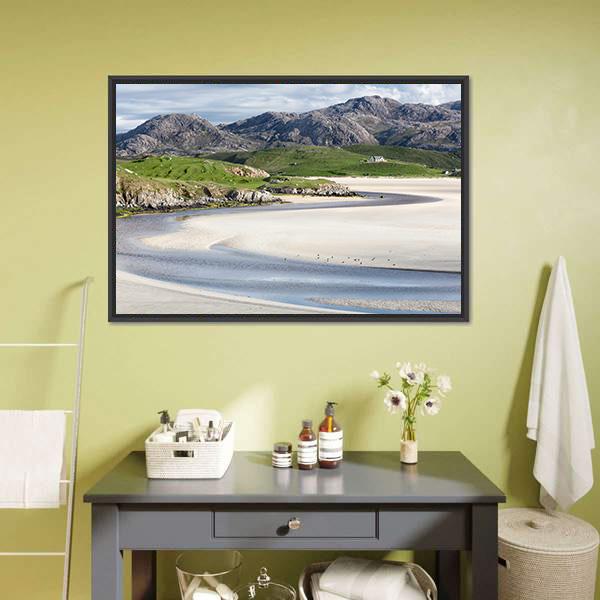 Low Tide At Uig Beach Canvas Wall Art-1 Piece-Floating Frame-24" x 16"-Tiaracle