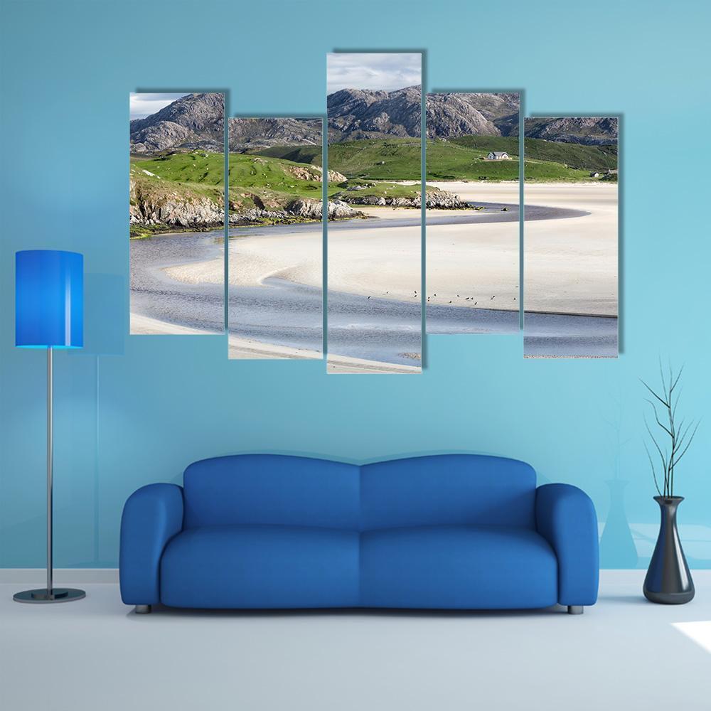 Low Tide At Uig Beach Canvas Wall Art-5 Pop-Gallery Wrap-47" x 32"-Tiaracle