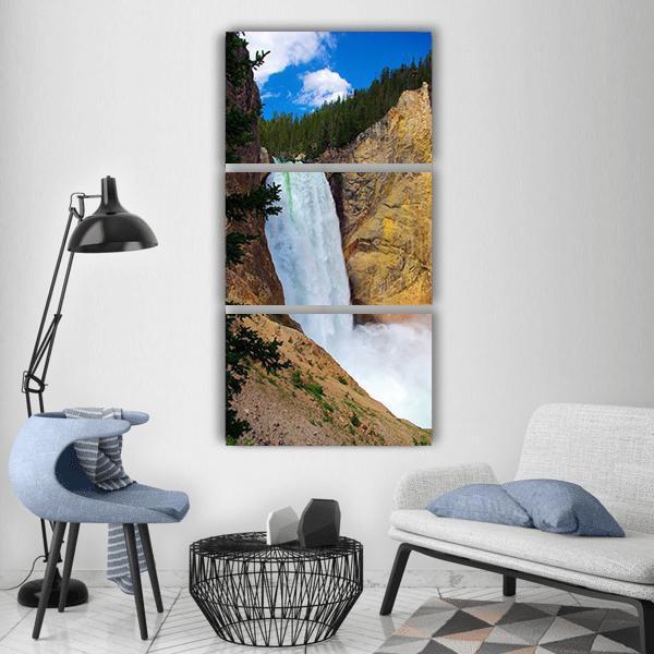 Lower Falls Of Yellowstone Vertical Canvas Wall Art-3 Vertical-Gallery Wrap-12" x 25"-Tiaracle