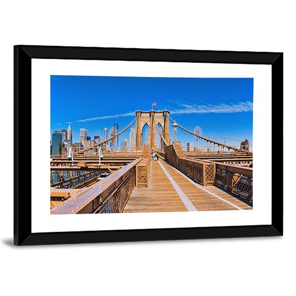 Lower Manhattan From Brooklyn Bridge Canvas Wall Art-3 Horizontal-Gallery Wrap-25" x 16"-Tiaracle