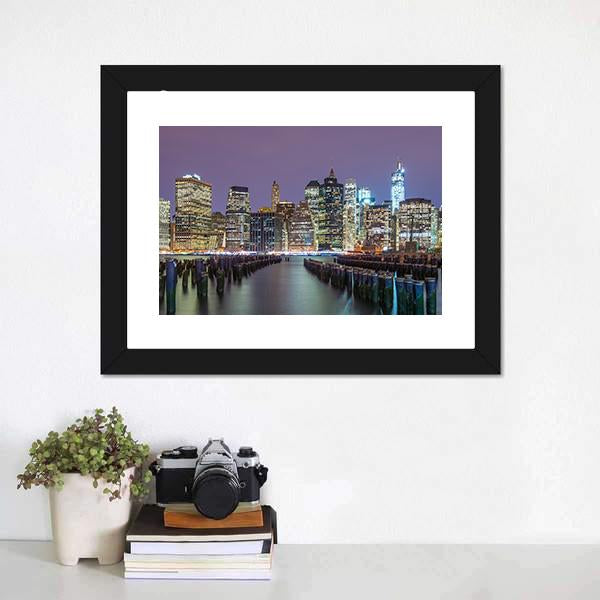 Lower Manhattan Skyline Canvas Wall Art-1 Piece-Framed Print-20" x 16"-Tiaracle