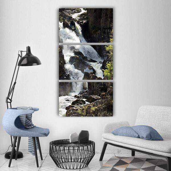 Lower Ogwen Waterfall Vertical Canvas Wall Art-3 Vertical-Gallery Wrap-12" x 25"-Tiaracle