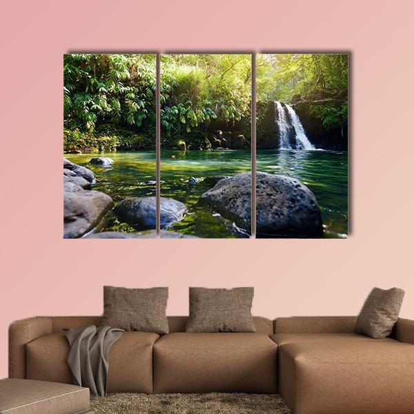 Lower Waikamoi Falls USA Canvas Wall Art-3 Horizontal-Gallery Wrap-37" x 24"-Tiaracle