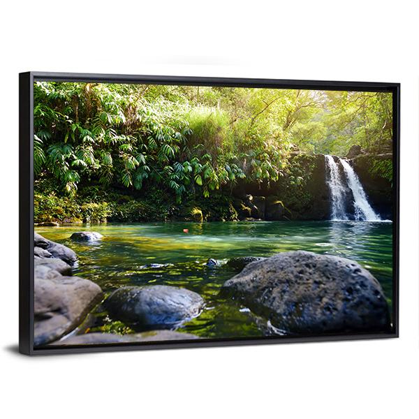 Lower Waikamoi Falls USA Canvas Wall Art-3 Horizontal-Gallery Wrap-25" x 16"-Tiaracle