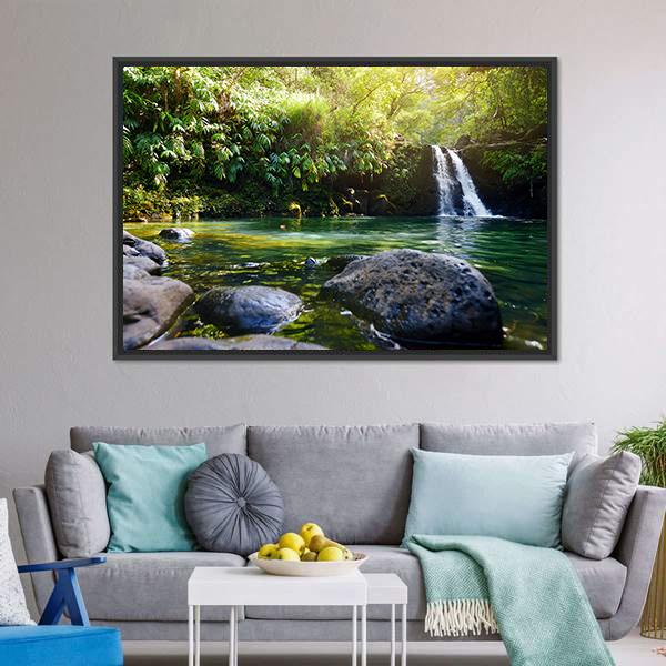 Lower Waikamoi Falls USA Canvas Wall Art-3 Horizontal-Gallery Wrap-25" x 16"-Tiaracle