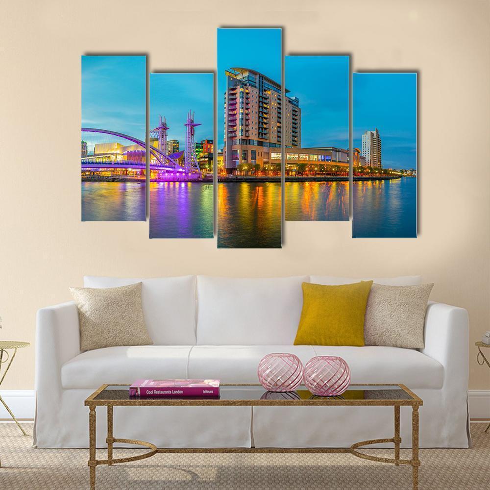 Lowry Theater Manchester Canvas Wall Art-5 Pop-Gallery Wrap-47" x 32"-Tiaracle