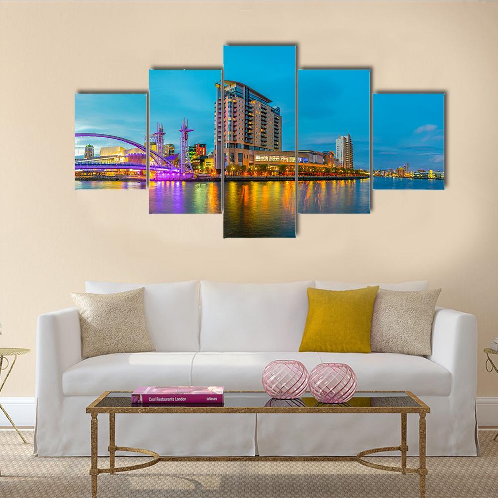 Lowry Theater Manchester Canvas Wall Art-5 Star-Gallery Wrap-62" x 32"-Tiaracle