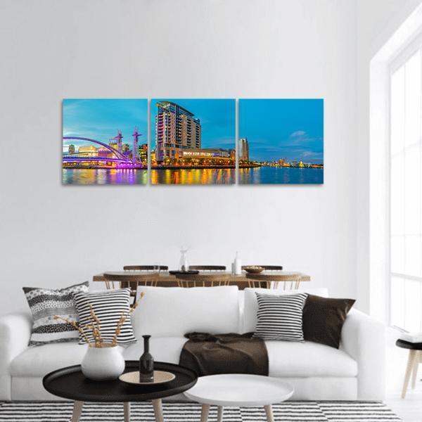 Lowry Theater Manchester Panoramic Canvas Wall Art-3 Piece-25" x 08"-Tiaracle