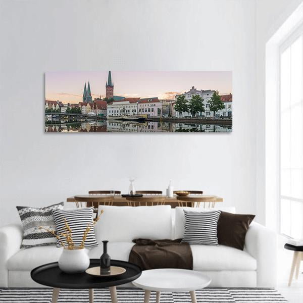 Obertrave In Lubeck Panoramic Canvas Wall Art-1 Piece-36" x 12"-Tiaracle
