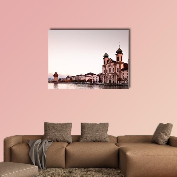 Jesuit Church Lucerne Canvas Wall Art-1 Piece-Gallery Wrap-48" x 32"-Tiaracle