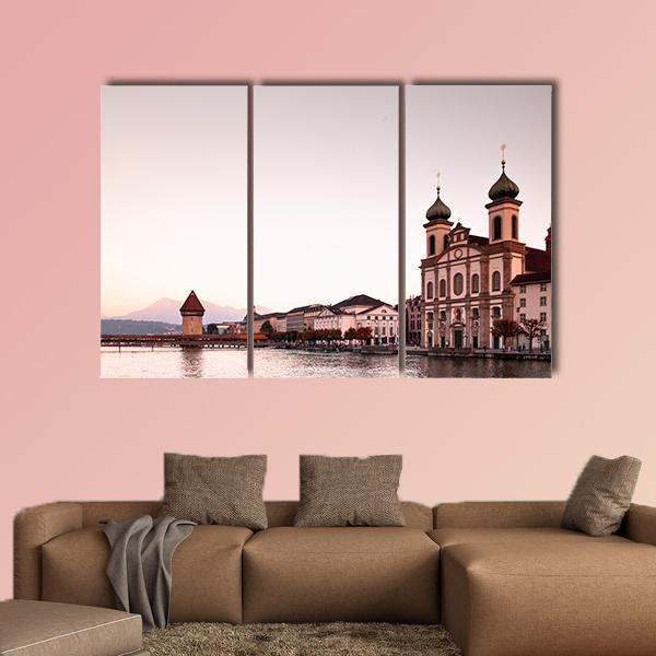 Jesuit Church Lucerne Canvas Wall Art-3 Horizontal-Gallery Wrap-25" x 16"-Tiaracle