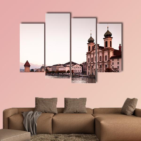 Jesuit Church Lucerne Canvas Wall Art-1 Piece-Gallery Wrap-48" x 32"-Tiaracle