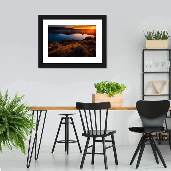 Lucky Peak Lake At Sunset Canvas Wall Art-3 Horizontal-Gallery Wrap-25" x 16"-Tiaracle