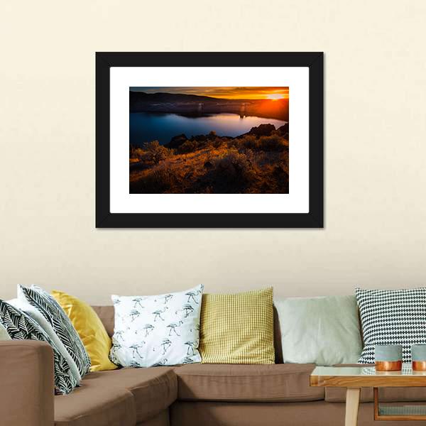 Lucky Peak Lake At Sunset Canvas Wall Art-3 Horizontal-Gallery Wrap-25" x 16"-Tiaracle