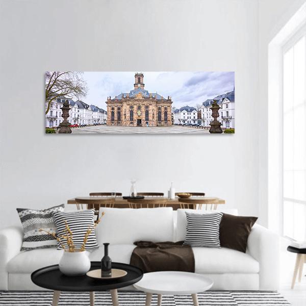 Protestant Church Saarbrucken Panoramic Canvas Wall Art-1 Piece-36" x 12"-Tiaracle