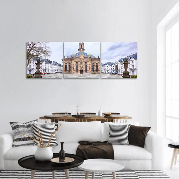 Protestant Church Saarbrucken Panoramic Canvas Wall Art-3 Piece-25" x 08"-Tiaracle