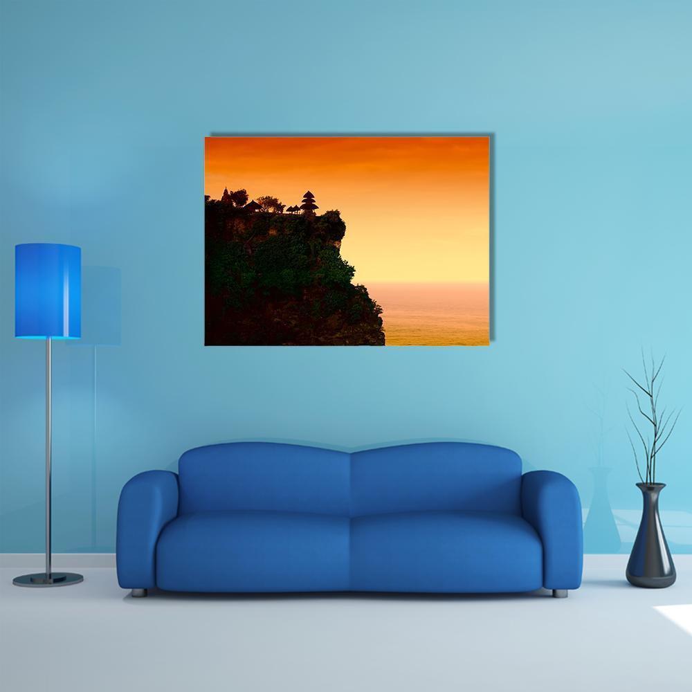 Uluwatu Temple At Dawn Canvas Wall Art-1 Piece-Gallery Wrap-48" x 32"-Tiaracle