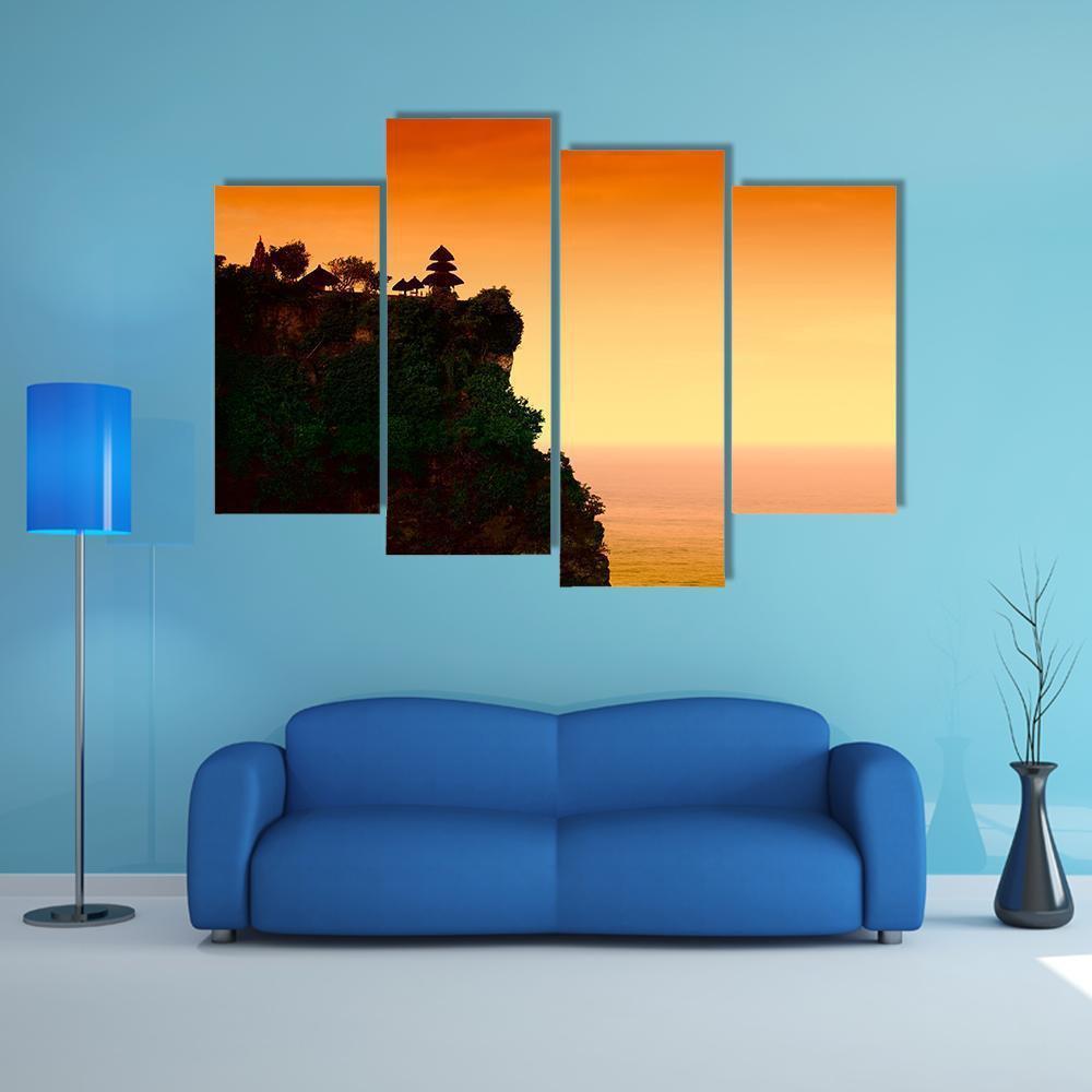 Uluwatu Temple At Dawn Canvas Wall Art-4 Pop-Gallery Wrap-50" x 32"-Tiaracle