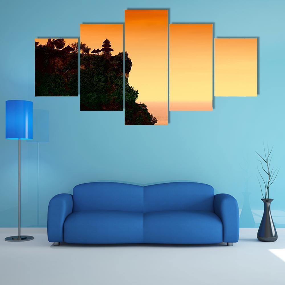 Uluwatu Temple At Dawn Canvas Wall Art-5 Star-Gallery Wrap-62" x 32"-Tiaracle