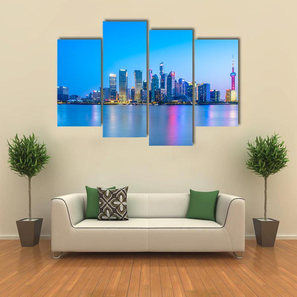 Lujiazui Skyline China Canvas Wall Art-4 Pop-Gallery Wrap-50" x 32"-Tiaracle