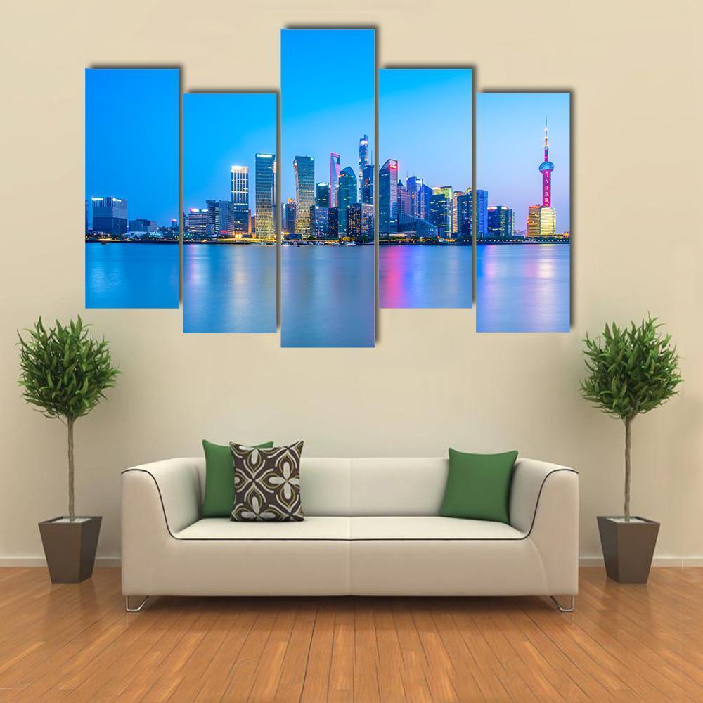 Lujiazui Skyline China Canvas Wall Art-5 Pop-Gallery Wrap-47" x 32"-Tiaracle