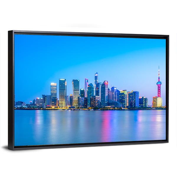 Lujiazui Skyline China Canvas Wall Art-3 Horizontal-Gallery Wrap-25" x 16"-Tiaracle