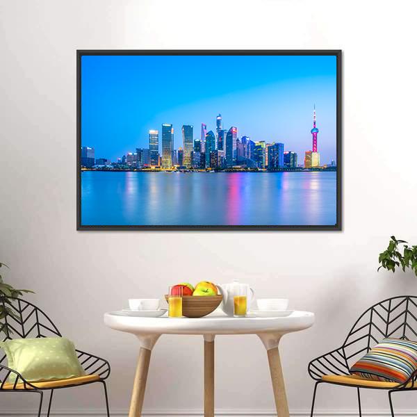 Lujiazui Skyline China Canvas Wall Art-3 Horizontal-Gallery Wrap-25" x 16"-Tiaracle