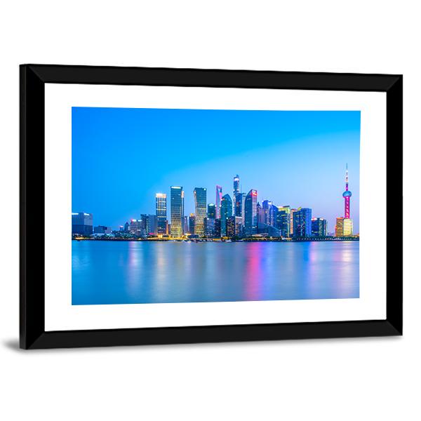 Lujiazui Skyline China Canvas Wall Art-3 Horizontal-Gallery Wrap-25" x 16"-Tiaracle