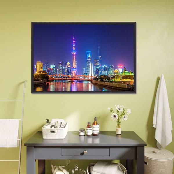 Lujiazui In Shanghai Canvas Wall Art-1 Piece-Floating Frame-24" x 16"-Tiaracle