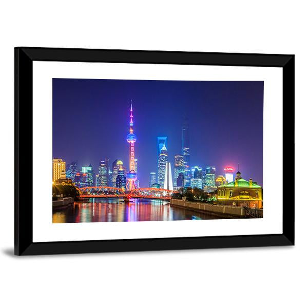 Lujiazui In Shanghai Canvas Wall Art-3 Horizontal-Gallery Wrap-25" x 16"-Tiaracle