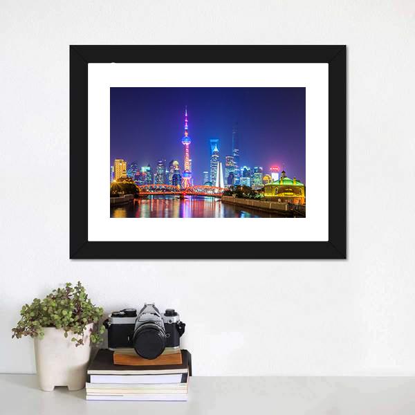 Lujiazui In Shanghai Canvas Wall Art-1 Piece-Framed Print-20&quot; x 16&quot;-Tiaracle
