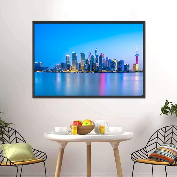 Lujiazui Skyline China Canvas Wall Art-5 Horizontal-Gallery Wrap-22" x 12"-Tiaracle