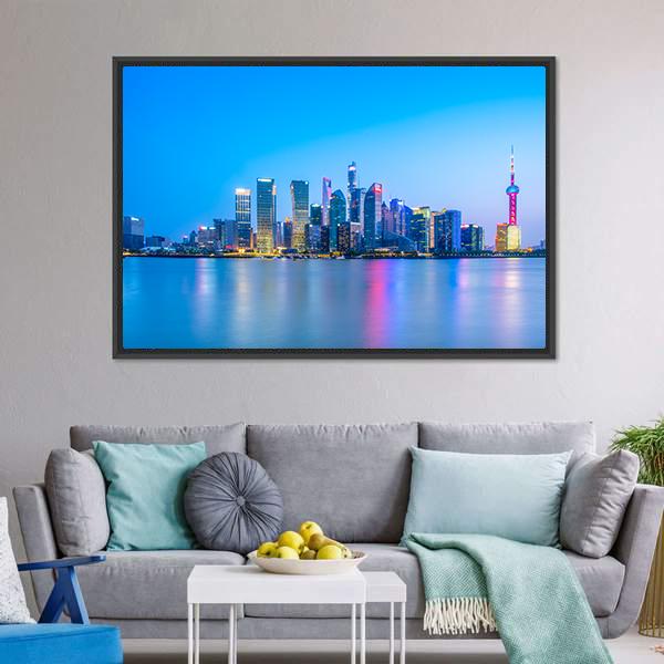 Lujiazui Skyline China Canvas Wall Art-5 Horizontal-Gallery Wrap-22" x 12"-Tiaracle
