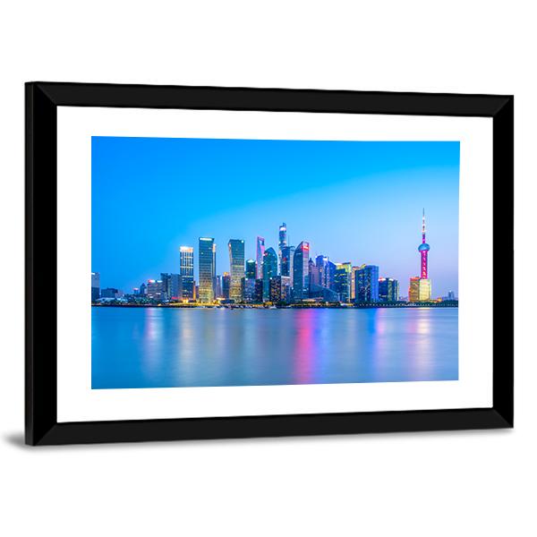 Lujiazui Skyline China Canvas Wall Art-5 Horizontal-Gallery Wrap-22" x 12"-Tiaracle