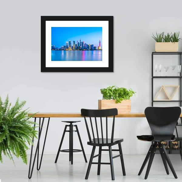 Lujiazui Skyline China Canvas Wall Art-5 Horizontal-Gallery Wrap-22" x 12"-Tiaracle