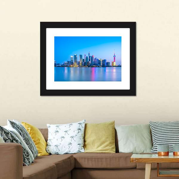 Lujiazui Skyline China Canvas Wall Art-5 Horizontal-Gallery Wrap-22" x 12"-Tiaracle
