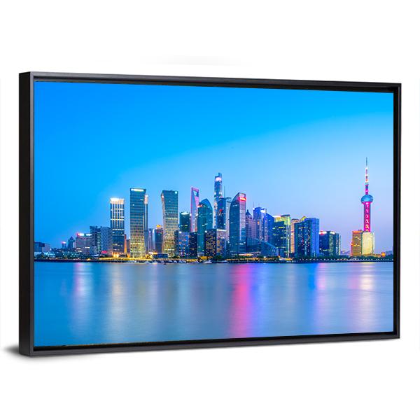 Lujiazui Skyline China Canvas Wall Art-5 Horizontal-Gallery Wrap-22" x 12"-Tiaracle