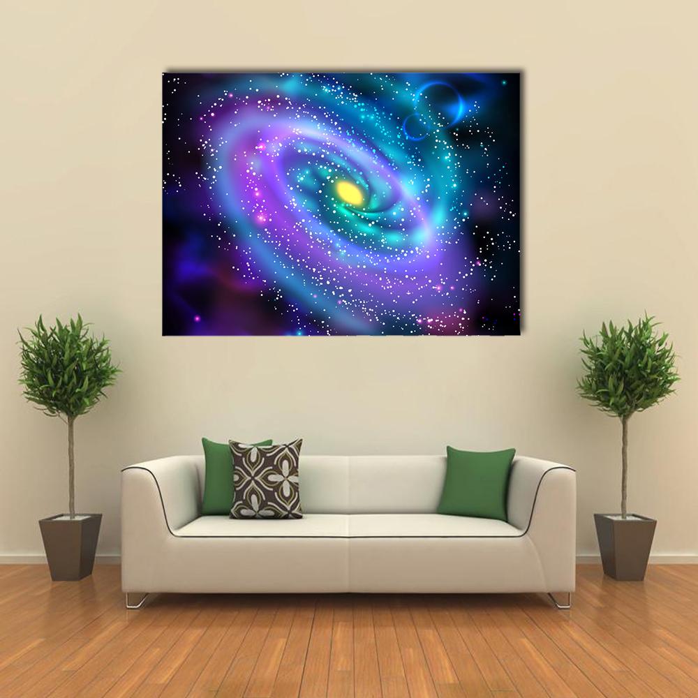 Luminous Spiral Galaxy Canvas Wall Art-1 Piece-Gallery Wrap-36" x 24"-Tiaracle