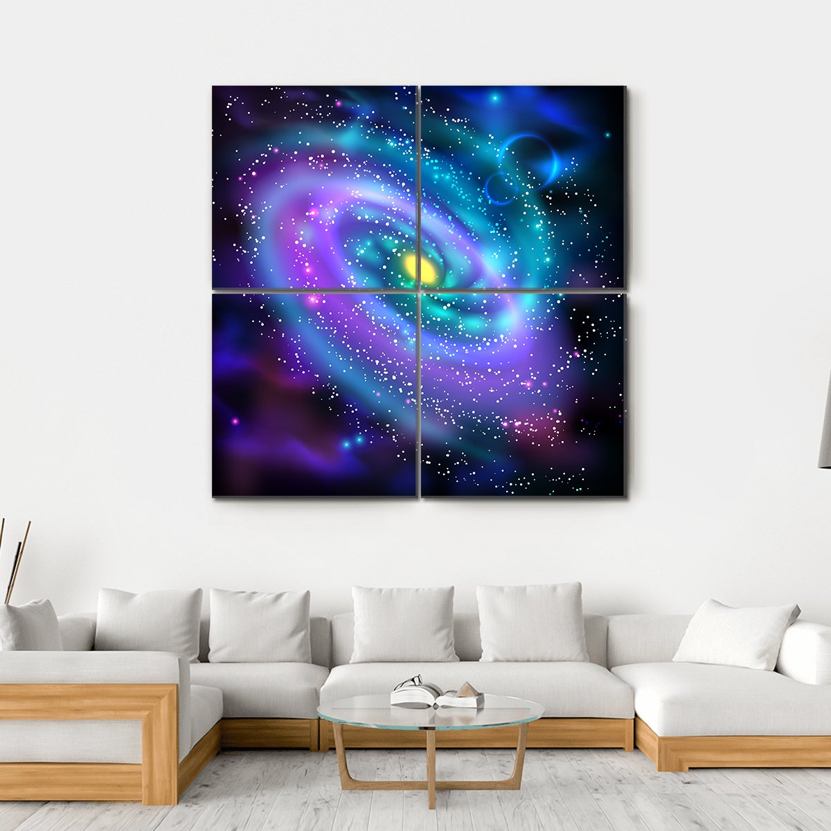 Luminous Spiral Galaxy Canvas Wall Art-4 Square-Gallery Wrap-17" x 17"-Tiaracle