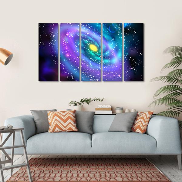 Luminous Spiral Galaxy Canvas Wall Art-5 Horizontal-Gallery Wrap-22" x 12"-Tiaracle