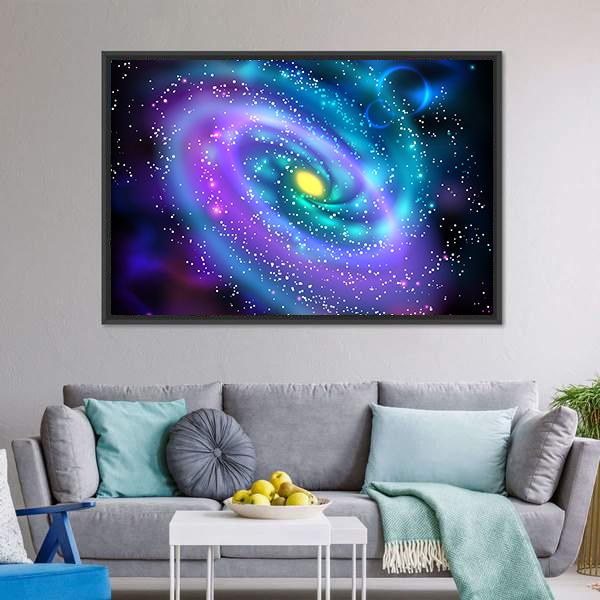 Luminous Spiral Galaxy Canvas Wall Art-5 Horizontal-Gallery Wrap-22" x 12"-Tiaracle