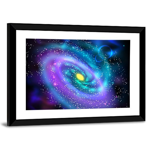 Luminous Spiral Galaxy Canvas Wall Art-5 Horizontal-Gallery Wrap-22" x 12"-Tiaracle